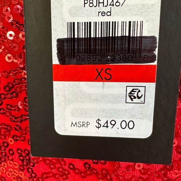 DKNY women’s XS red sequin short sleeve top. NWT - Picture 5 of 13